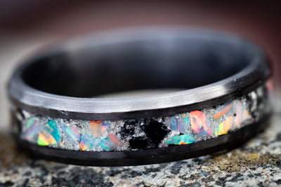 carbon fiber cremation ring  Sonic Grey, Pearl White and Flat black